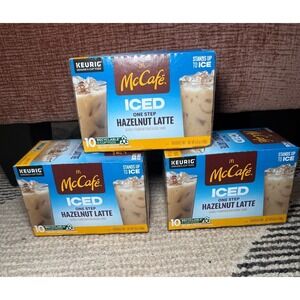 3 Boxes McCafé Iced Hazelnut Latte One Step K-Cups 30 Pods Total Keurig NEW 3/24